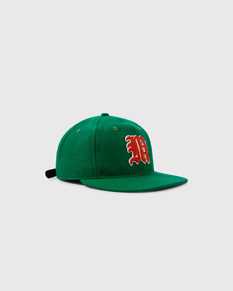 The EFF University of Miami 1961 Vintage Ballcap, in green with a red and white embroidered M on the front, is shown against a plain light gray background.