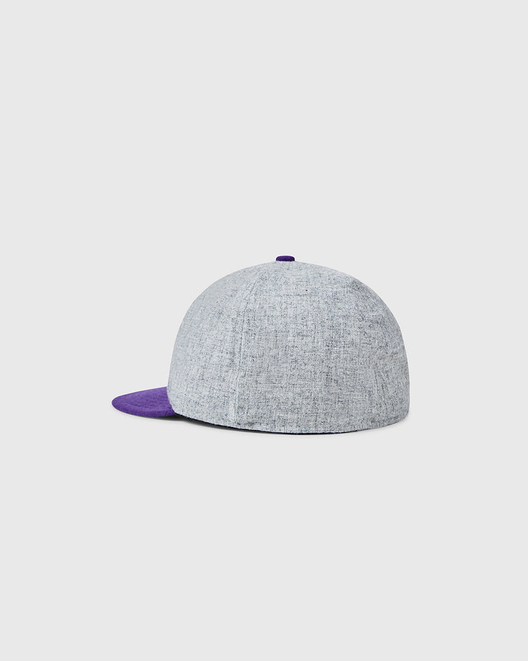The EFF Northwestern University 1917 Vintage Ballcap is gray with a purple brim and button, shown from the back right side against a plain light background.