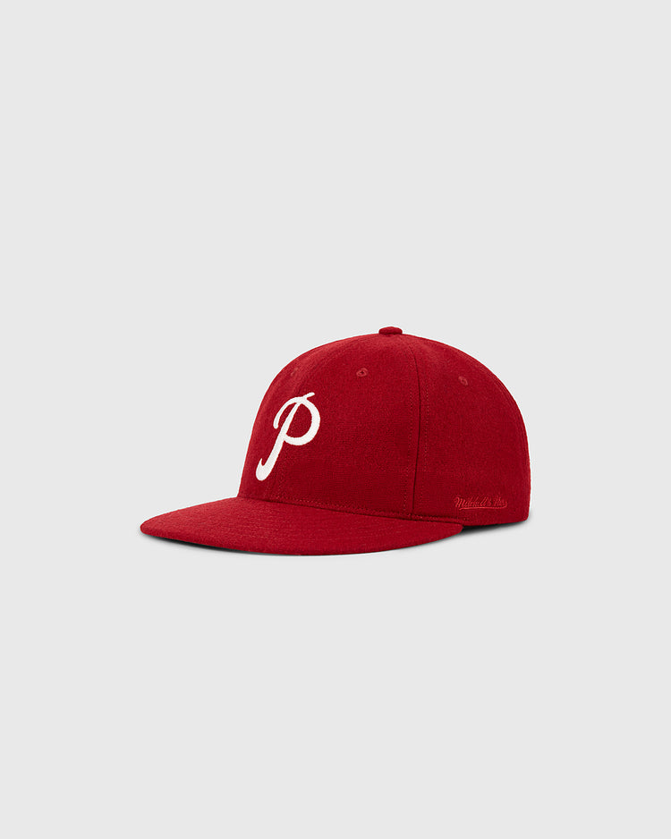 The Ebbets Field Philadelphia Phillies 1964 MLB Authentic Wool Ballcap, a red cap with a white embroidered