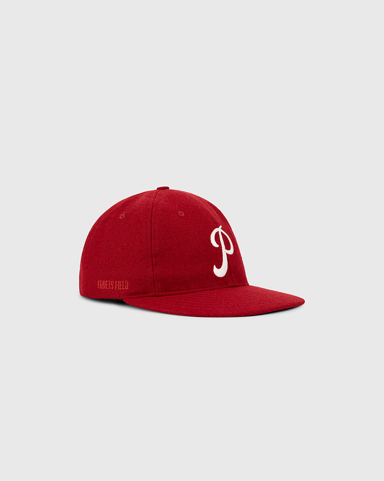 The Philadelphia Phillies 1964 MLB Authentic Wool Ballcap by Ebbets Field features a red design with a white scripted