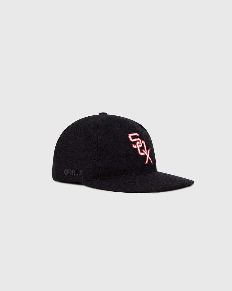 The Ebbets Field Chicago White Sox 1959 MLB Authentic Wool Ballcap is a black cap with