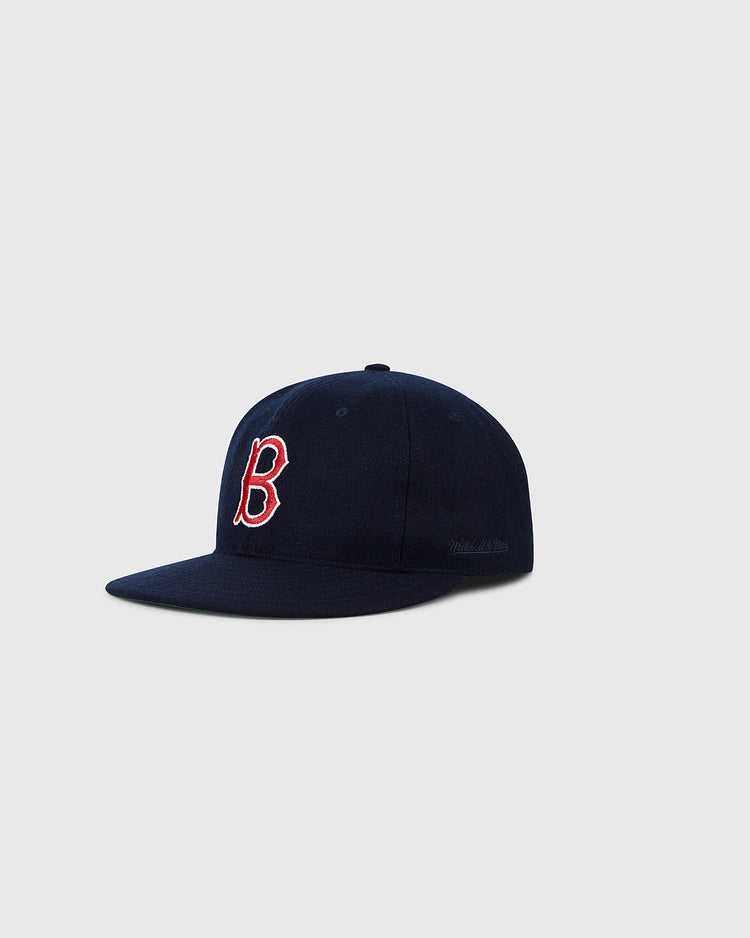 The Ebbets Field Boston Red Sox 1955 MLB Authentic Wool Ballcap, navy with a red and white embroidered