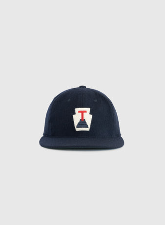 The EFF Tabasco Plataneros 1964 Authentic Wool Ballcap is a navy cap with a white front patch featuring a red “I” and navy design, inspired by the Plataneros de Tabasco, shown on a plain light gray background.
