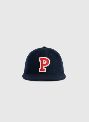 The EFF University of Pennsylvania 1958 Authentic Wool Ballcap is navy blue with a red and white
