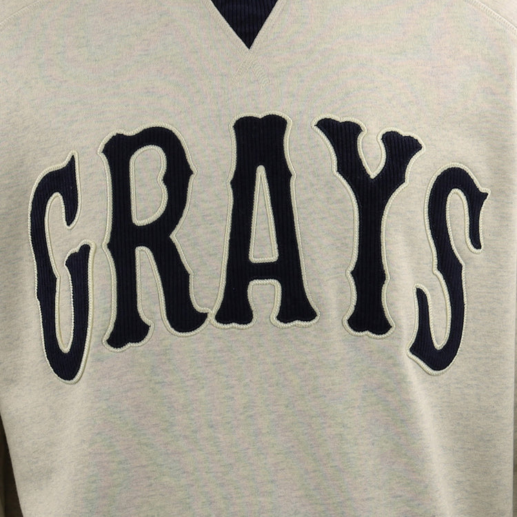 The EFF Homestead Grays NLB Corduroy Crewneck features light gray fabric and bold GRAYS lettering across the chest, paying tribute to the legendary Negro National League baseball team.