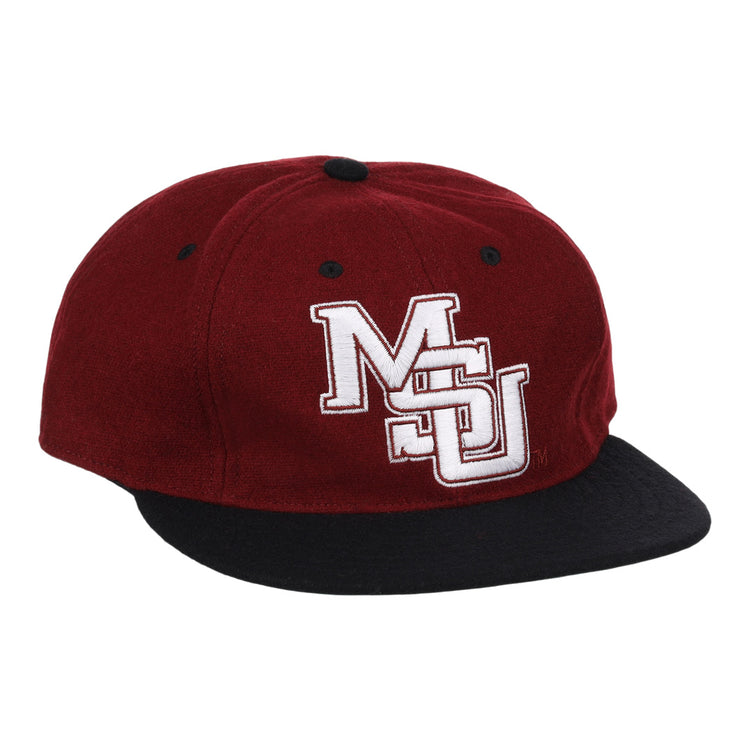 Show your Mississippi State pride with the EFF Mississippi State Bulldogs Collegiate Wool Ballcap, featuring maroon wool, a black brim, and white embroidered overlapping MSU letters for a timeless collegiate style.