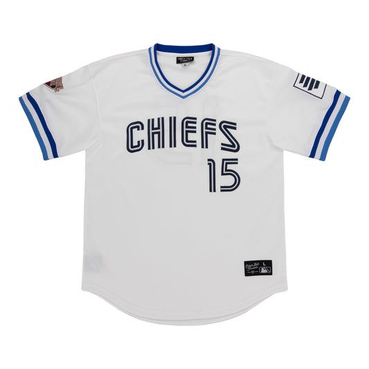 Syracuse Chiefs EFF MiLB Vintage V-Neck Baseball Jersey - White