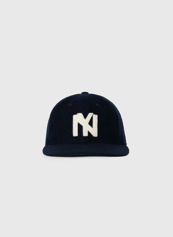 The EFF Brooklyn Eagles 1935 Authentic Wool Ballcap is a dark blue vintage baseball hat with a flat brim and a bold white 1935 NY logo, shown against a plain light gray background.