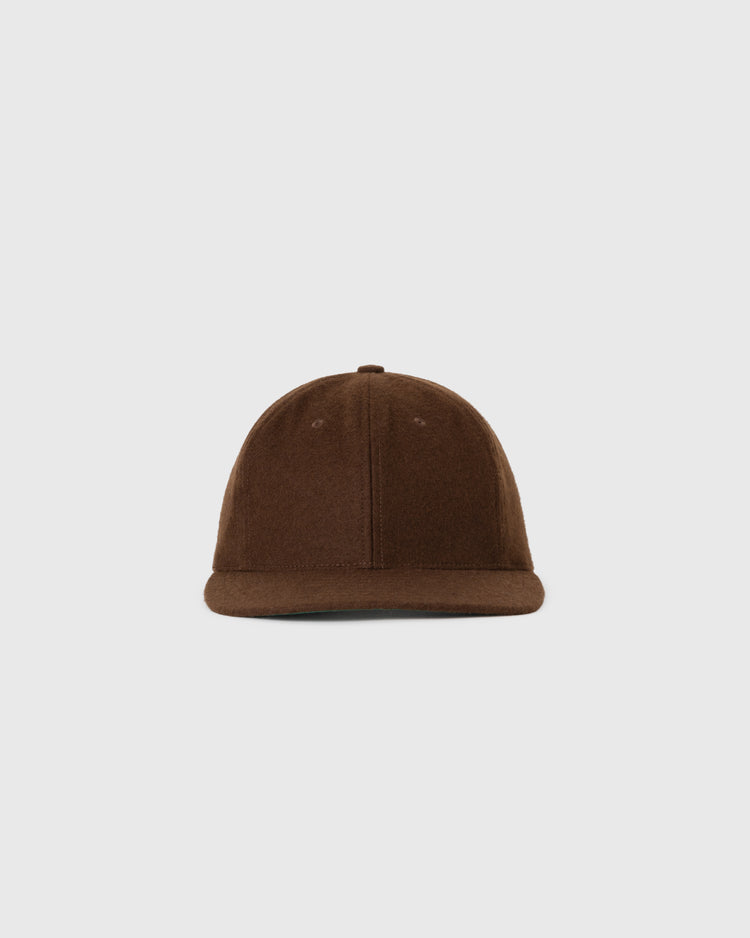 The EFF Brown Wool Ballcap is a plain brown baseball cap made of genuine wool broadcloth, shown from the front against a light gray background.