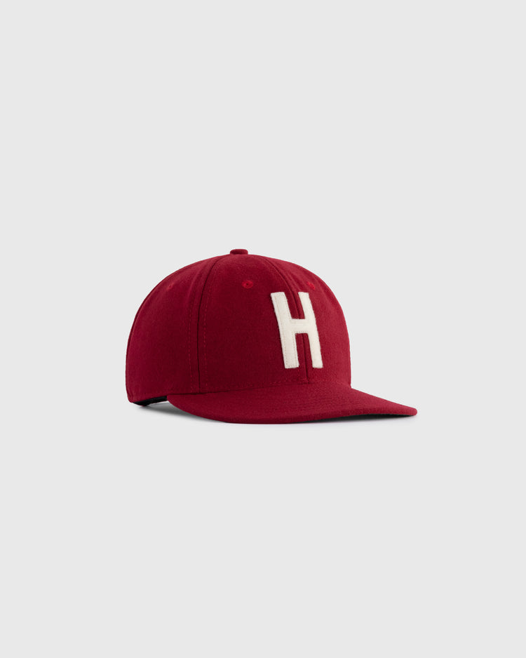 The EFF Harvard University 1950 Authentic Wool Ballcap features a maroon design with a white H on the front, shown against a plain light gray background.