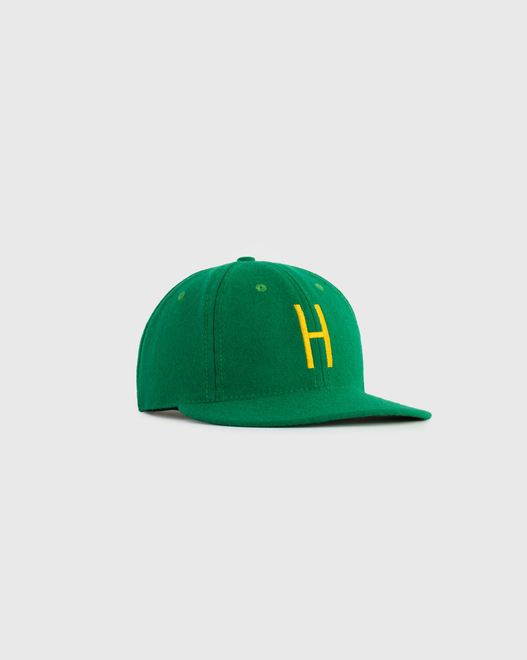The EFF Hawaii Islanders 1961 Authentic Wool Ballcap features green wool and a yellow H on the front, shown against a plain light gray background.
