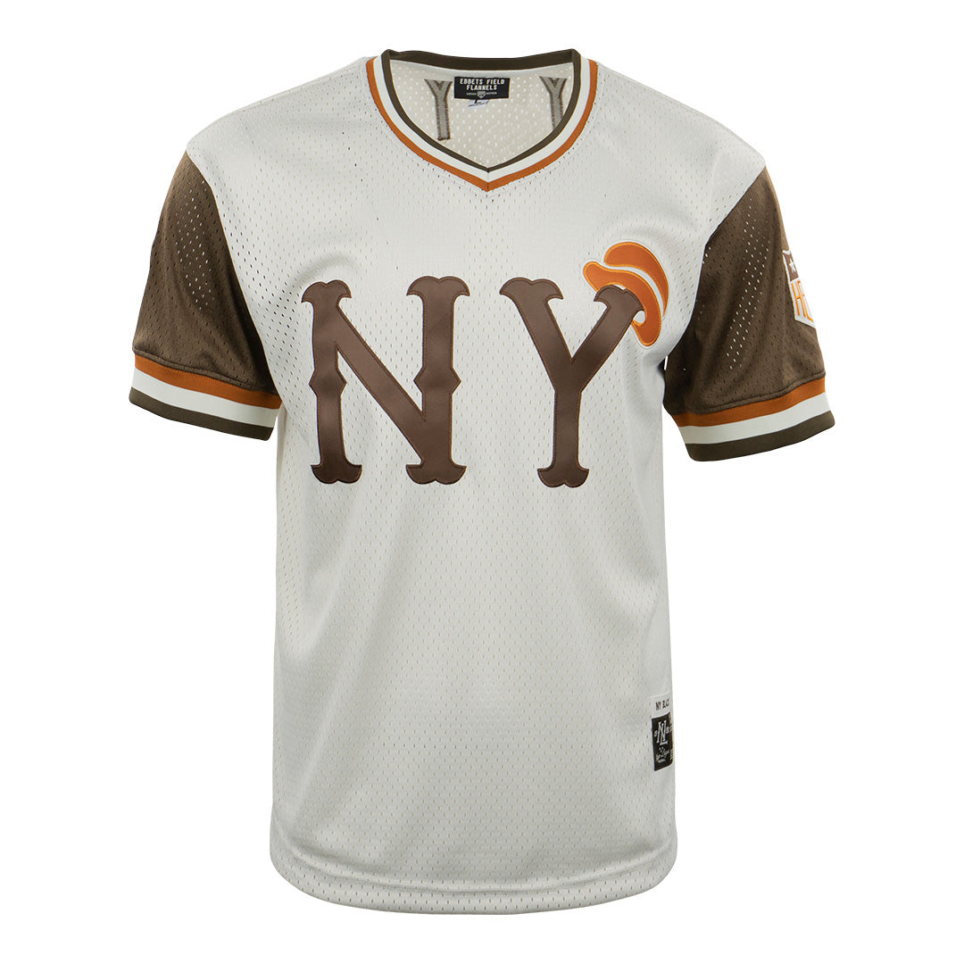 Ebbets Field Flannels New York Black Yankees Vintage Inspired NL Sandbag Replica V-Neck Mesh Jersey