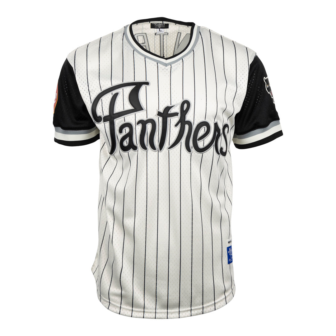 Ebbets Field Flannels Montreal Black Panthers Vintage Inspired NL Pinstripe Replica V-Neck Mesh Jersey