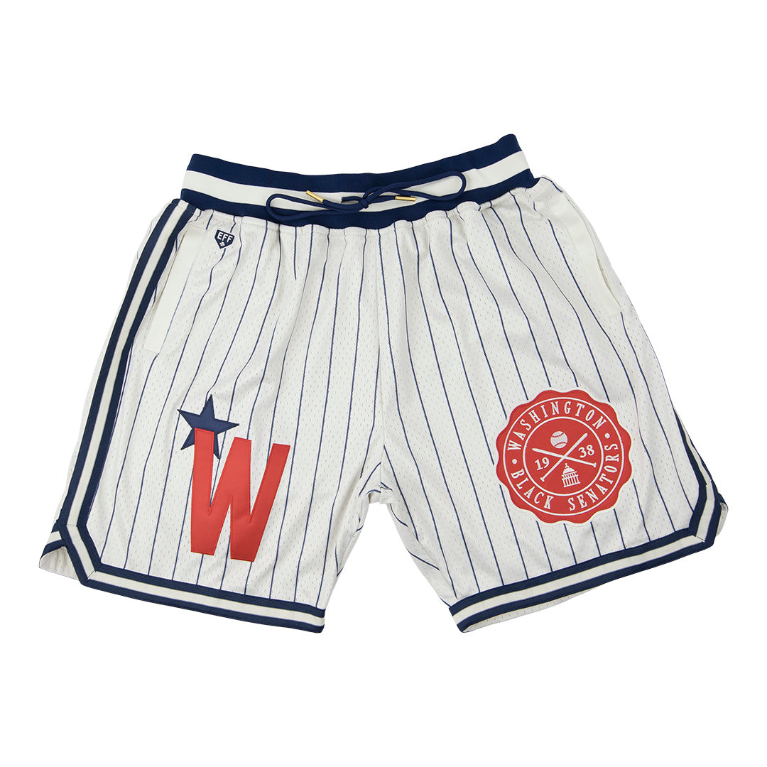 Ebbets Field Flannels Washington Black Senators Vintage Inspired NL Replica Pinstripe Mesh Shorts