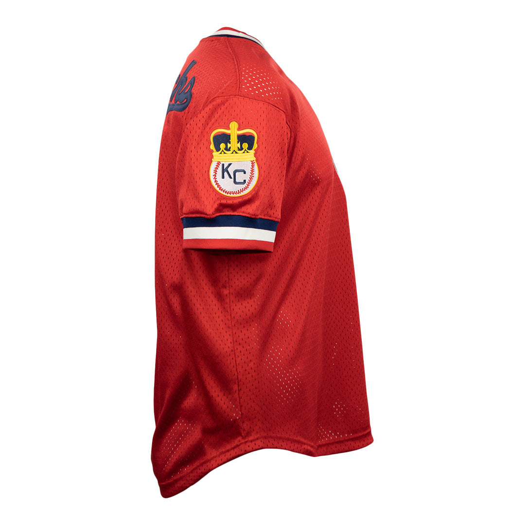 Kansas City Monarchs Vintage Inspired NL Replica V-Neck Mesh Jersey - Red