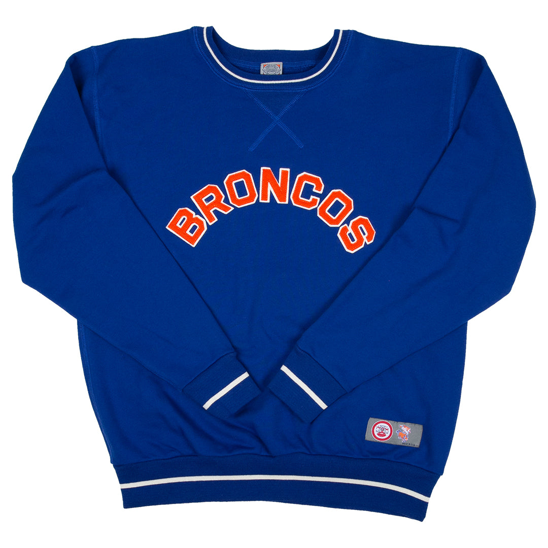 Ebbets Field Flannels Denver Broncos Vintage Crewneck Sweatshirt - Royal Blue