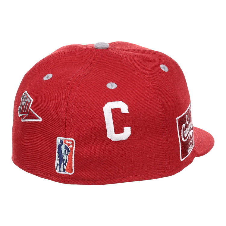 The Ebbets Field Pittsburgh Crawfords NLB Varsity Fitted Ballcap features a red design, a white 