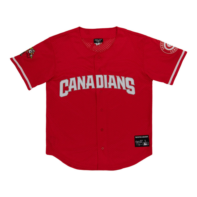 The Ebbets Field Vancouver Canadians MiLB Button Down Jersey features 