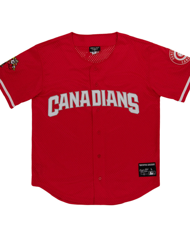 The Ebbets Field Vancouver Canadians MiLB Button Down Jersey features 