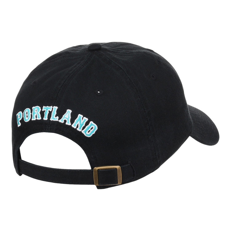 The Ebbets Field Portland Sea Dogs MiLB Dad Ballcap is a black cap shown from the back, featuring 