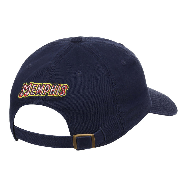 The Ebbets Field Memphis Redbirds MiLB Dad Ballcap is a navy blue hat shown from the back, with 