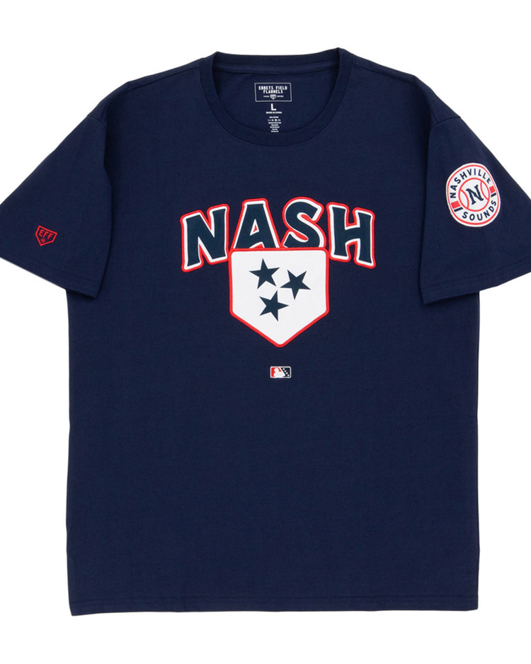 The Ebbets Field Nashville Sounds MiLB Fashion Cotton Short Sleeve Tee features 