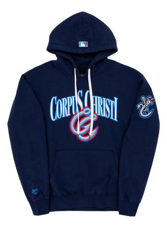 The Ebbets Field Corpus Christi Hooks MiLB Cotton Hooded Sweatshirt features 