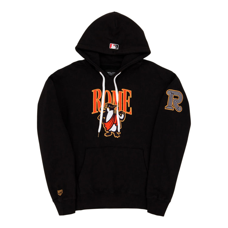 The Ebbets Field Rome Emperors MiLB Cotton Hooded Sweatshirt features 