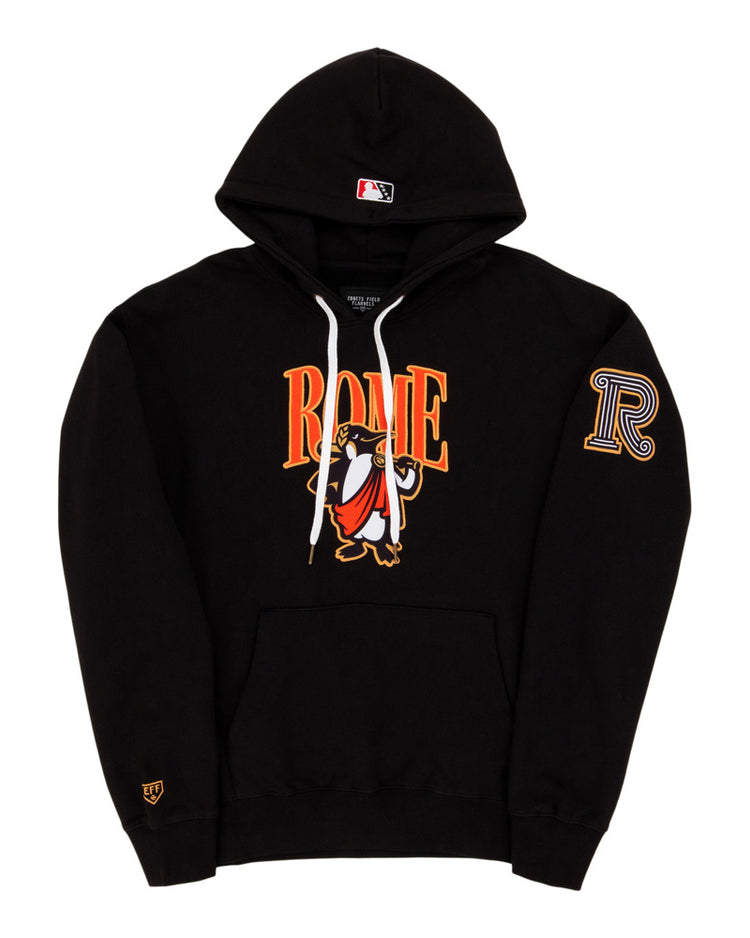 The Ebbets Field Rome Emperors MiLB Cotton Hooded Sweatshirt features 