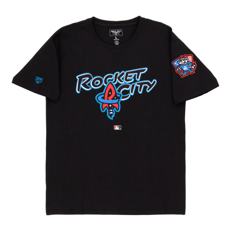 The Ebbets Field Rocket City Trash Pandas MiLB Fashion Cotton Short Sleeve Tee features 