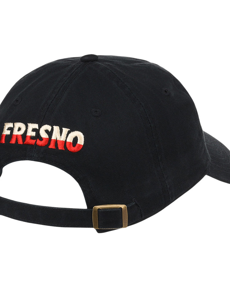 The Ebbets Field Fresno Grizzlies MiLB Dad Ballcap is shown from the back, with 