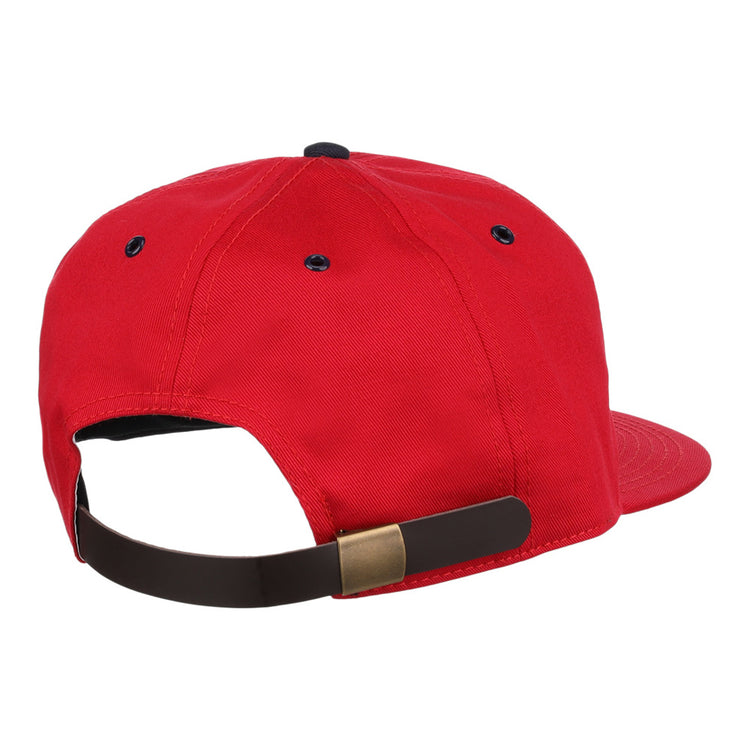 The Seattle Rainiers MiLB Cotton Ballcap by Ebbets Field is shown from the back, highlighting a black adjustable strap with a gold buckle.