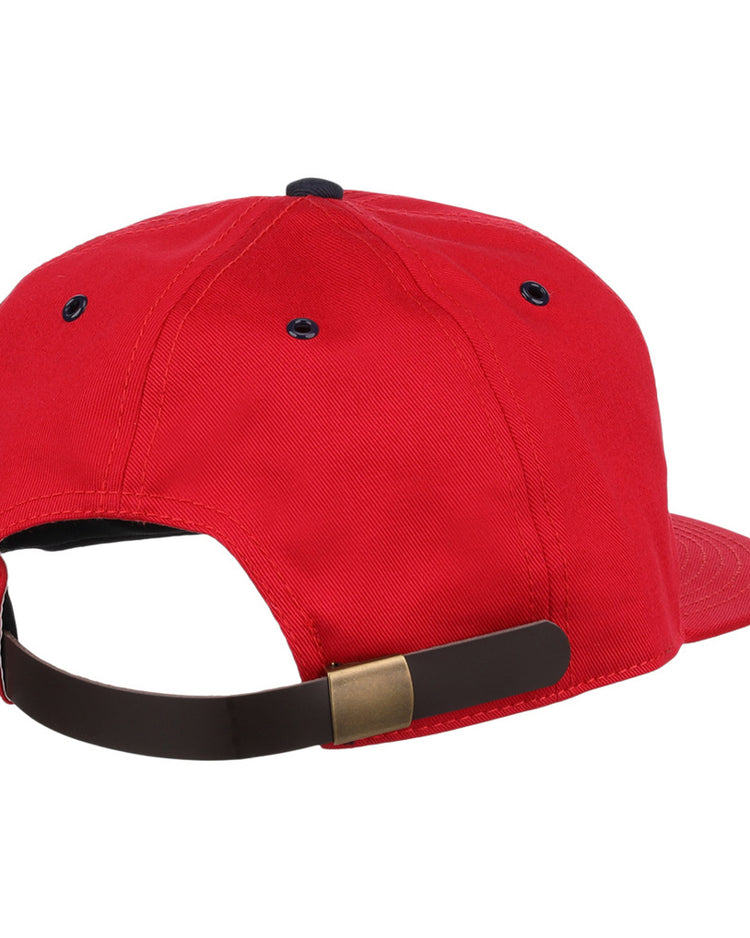 The Seattle Rainiers MiLB Cotton Ballcap by Ebbets Field is shown from the back, highlighting a black adjustable strap with a gold buckle.