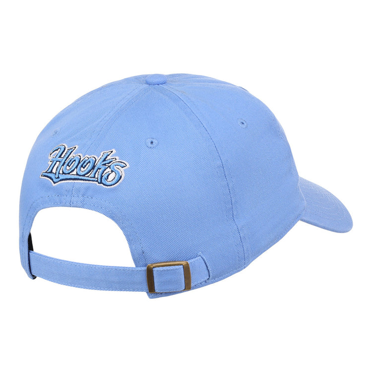 The Ebbets Field Corpus Christi Hooks MiLB Dad Ballcap is light blue, with 