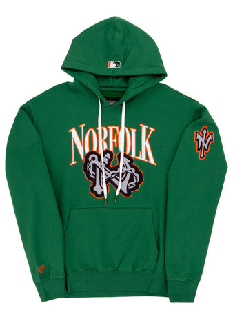 The Ebbets Field Norfolk Tides MiLB Cotton Hooded Sweatshirt features 