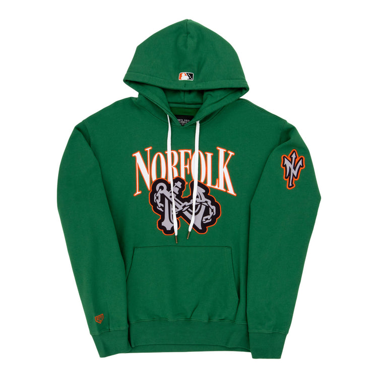 The Ebbets Field Norfolk Tides MiLB Cotton Hooded Sweatshirt features 