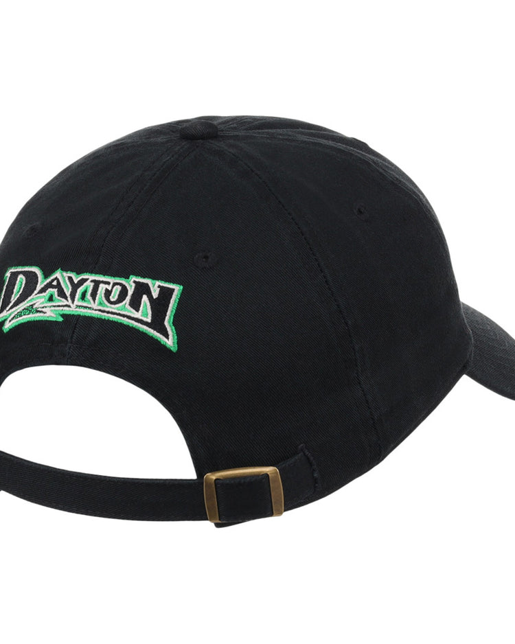 The Ebbets Field Dayton Dragons MiLB Dad Ballcap is a black cap with 