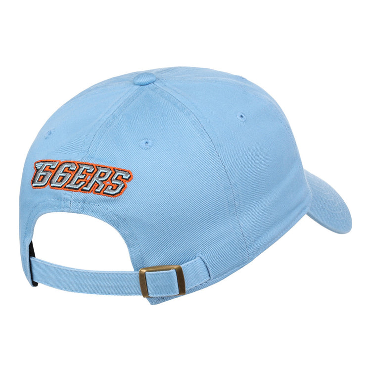 The Ebbets Field Inland Empire 66Ers MiLB Dad Ballcap is light blue with 