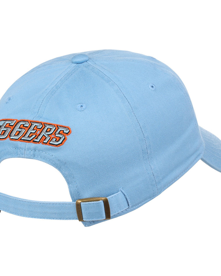 The Ebbets Field Inland Empire 66Ers MiLB Dad Ballcap is light blue with 