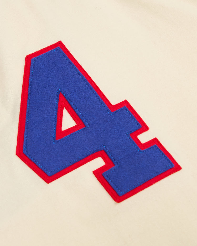 Los Angeles Angels (PCL) 1946 Authentic Wool Home Jersey in cream, featuring a large blue felt numeral four with a red border.