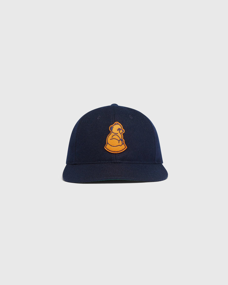 Ebbets Field San Francisco Sea Lions Wool Ballcap in navy wool with an embroidered orange sea lion patch on the front.