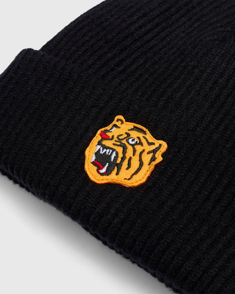 Black Osaka Tigers Beanie Felt Patch Ribbed Beanie with a felt patch of a snarling Osaka Tigers head.