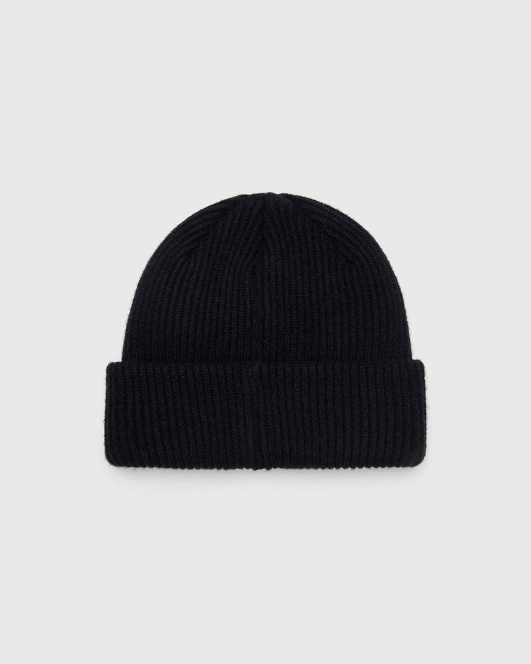 Black ribbed knit Osaka Tigers Beanie Felt Patch Ribbed Beanie with a folded cuff.