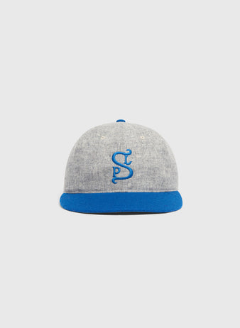 Ebbets Field Mystery Caps of Mexico – San Luis Potosi 1926 Wool Ballcap in grey with a blue brim and blue embroidered San Luis Potosi Tuneros logo on the front.