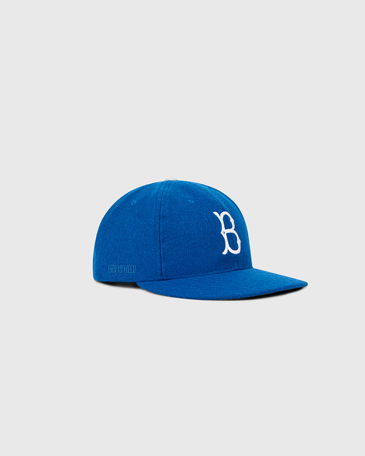 The Brooklyn Dodgers 1955 MLB Authentic Wool Ballcap by Ebbets Field features a blue design with a white 