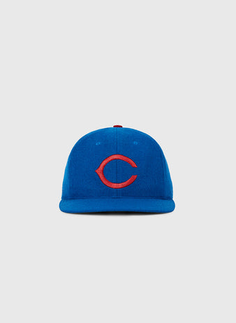 The Ebbets Field Chicago Cubs 1956 MLB Authentic Wool Ballcap, featuring a red 