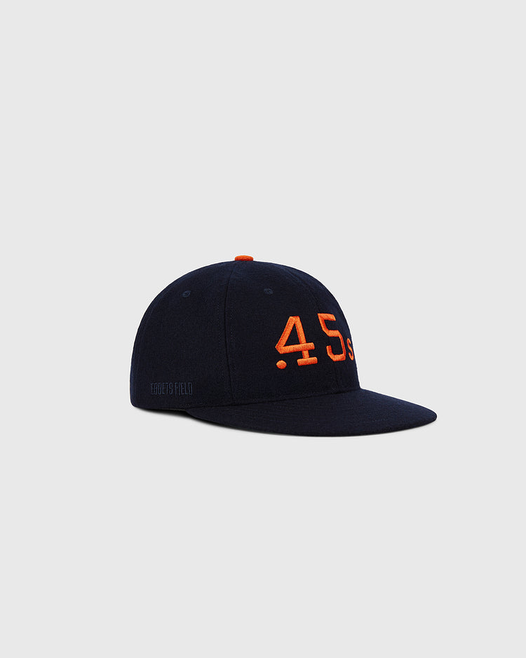 The Houston Colt .45s 1962 MLB Authentic Wool Ballcap by Ebbets Field features a navy design with an orange 