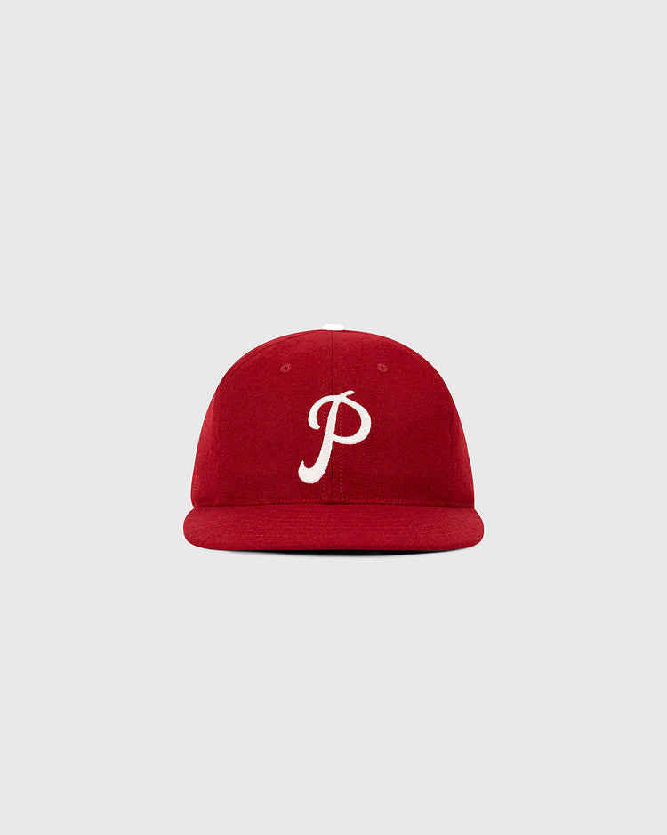 The Ebbets Field Philadelphia Phillies 1964 MLB Authentic Wool Ballcap features a red design with a white embroidered 