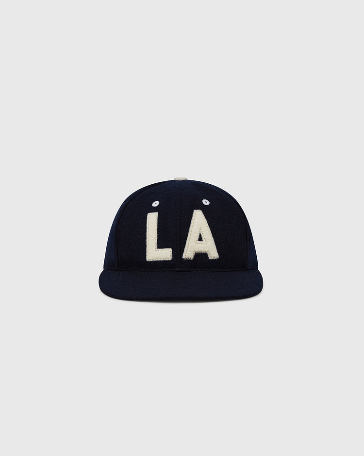 The EFF Los Angeles (PCL) 1954 Authentic Wool Ballcap features a navy blue wool build with bold white 