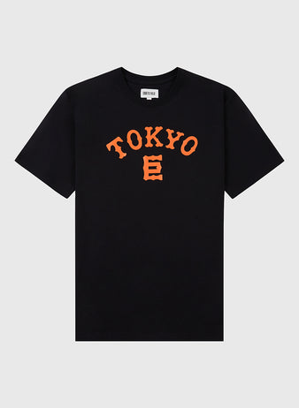The Tokyo Giants Short Sleeve Graphic Tee by Ebbets Field is a black t-shirt with bold orange 